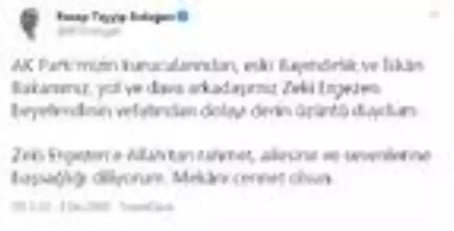 Son dakika haberi! Erdoğan'dan eski bakan Zeki Ergezen için başsağlığı mesajı