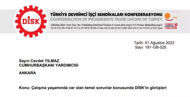 Disk, Cumhurbaşkanı Yardımcısı Yılmaz ile Görüştü, Gündem Asgari Ücret:
