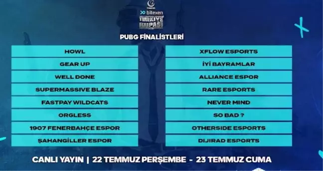 Bitexen TESFED Türkiye Kupası PUBG Finallerine kalan takımlar belli oldu!