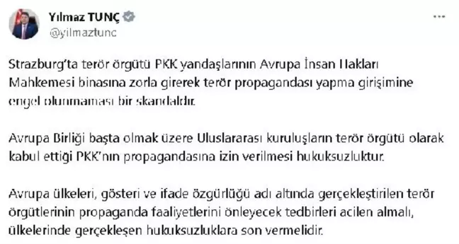 Bakan Tunç, AİHM'de PKK propagandasına tepki gösterdi