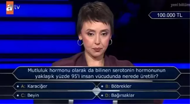 Mutluluk hormonu olarak da bilinen serotonin hormonunun yaklaşık yüzde 95'i insan vücudunda nerede üretilir?