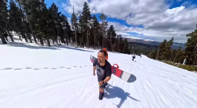 Sarıkamış'ta Nisan Ayında Kış Masalı: Snowboard Keyfi