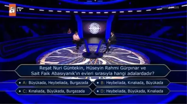 Reşat Nuri Güntekin, Hüseyin Rahmi Gürpınar ve Sait Faik Abasıyanık'ın... Kim Milyoner Olmak İster 22 Ağustos Sorusu Cevabı Nedir? 50 Bin TL'lik soru!