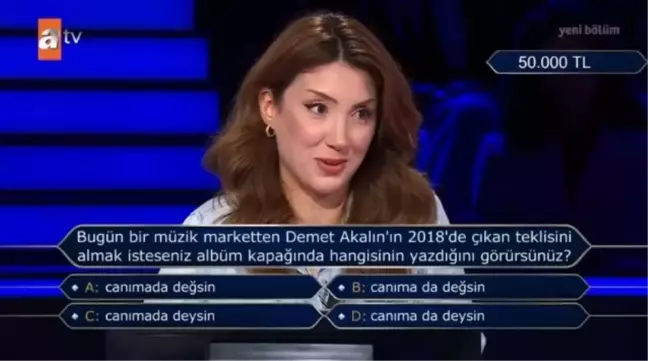 (Bugün bir müzik marketten Demet Akalın'ın 2018...) Kim Milyoner Olmak İster 11 Temmuz Sorusu Cevabı Nedir? Kim Milyoner Olmak İster 50 Bin TL soru!