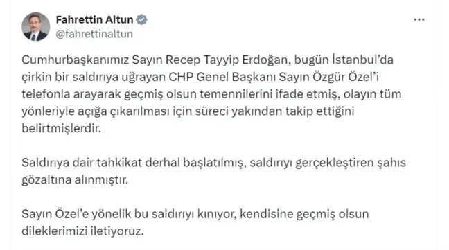 Cumhurbaşkanı Erdoğan, Özgür Özel'i telefonla arayarak geçmiş olsun dileklerini iletti