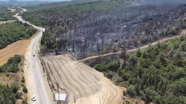 Çanakkale'deki Yangının Başladığı Nokta Havadan Görüntülendi