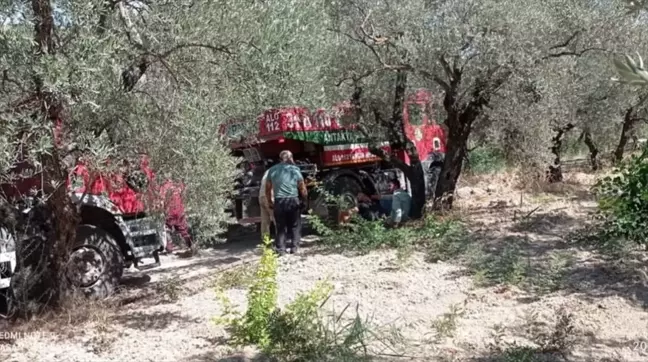 Hatay'ın Altınözü ilçesinde zeytin bahçesinde çıkan yangın söndürüldü