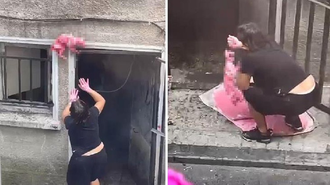 İstanbul'un göbeğinde tedirgin eden görüntü; ölü kediyi boyayıp pencereye astı