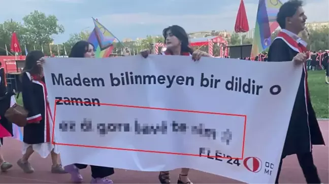 ODTÜ mezuniyet töreninde küfürlü Kürtçe pankart açıldı