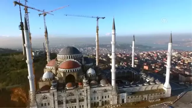 Havadan Görüntüyle) Çamlıca Camii'nin Yüzde 75'i Tamamlandı