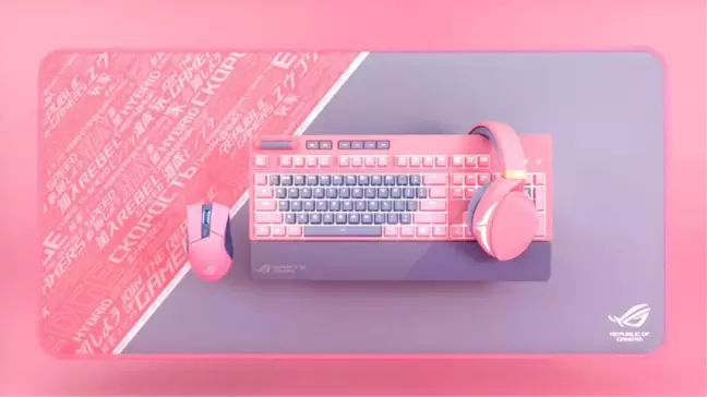ASUS'tan Dikkat Çeken Pembe ve Gri Renkli Oyuncu Ekipmanları