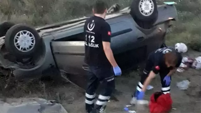 Takla atan otomobil şarampole düştü ve ters devrildi: 1'i ağır 5 yaralı