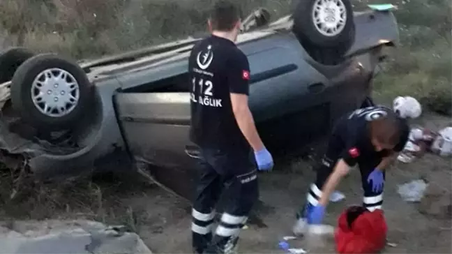 Takla atan otomobil şarampole düştü ve ters devrildi: 1'i ağır 5 yaralı