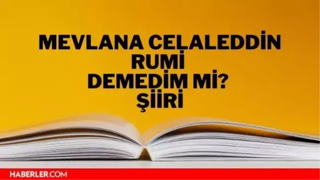 Demedim mi? şiiri - Mevlana Celaleddin Rumi Demedim mi? şiiri