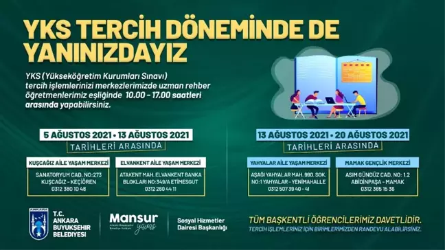 BÜYÜKŞEHİR BELEDİYESİ YKS SONRASI ÖĞRENCİLERE TERCİH DESTEĞİ SAĞLAYACAK