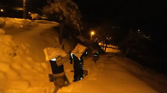 Kahramanmaraş'ta karın yolunu kapattığı ailenin biten yakacağını jandarma sağladı