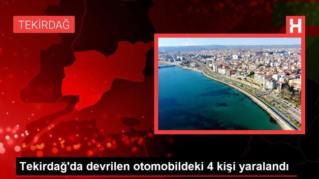 Tekirdağ'da devrilen otomobildeki 4 kişi yaralandı