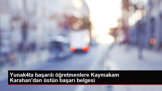 Yunak4ta başarılı öğretmenlere Kaymakam Karahan'dan üstün başarı belgesi