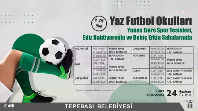 Tepebaşı Belediyesi'nin Yaz Futbol Okulları Başlıyor