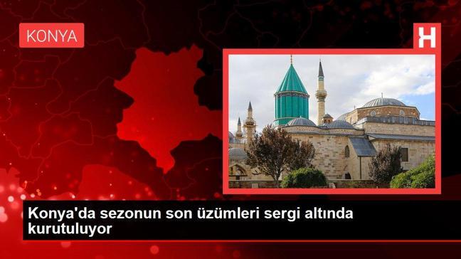 Konya haberleri! Konya'da sezonun son üzümleri sergi altında kurutuluyor