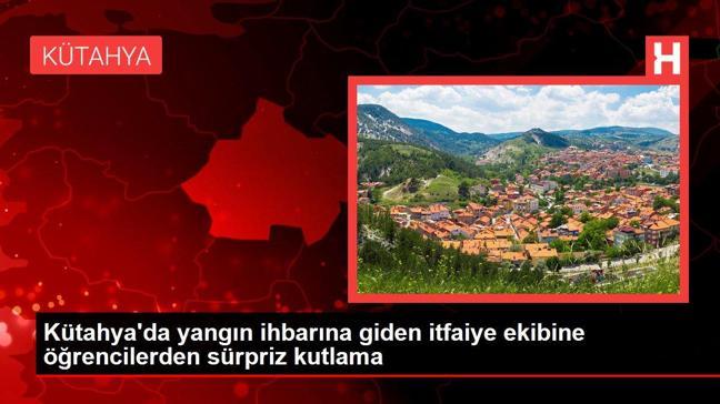 Son dakika haberi: Kütahya'da yangın ihbarına giden itfaiye ekibine öğrencilerden sürpriz kutlama