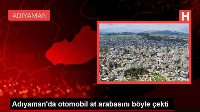 Adıyaman'da otomobil at arabasını böyle çekti