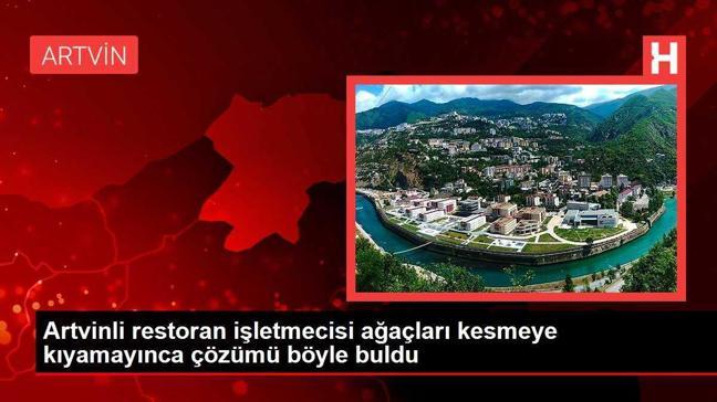 Artvinli restoran işletmecisi ağaçları kesmeye kıyamayınca çözümü böyle buldu