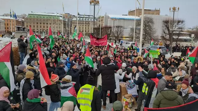 İsveç'te Filistin'e Destek Gösterisi