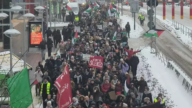 İsveç'te Filistin'e Destek Gösterisi Düzenlendi