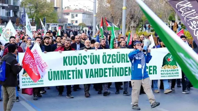 Konya'da Filistinlilere Destek Yürüyüşü