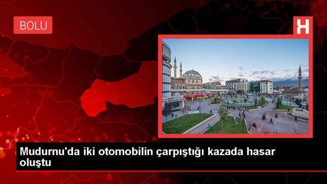 Mudurnu'da trafik kazası: Araçlarda hasar meydana geldi