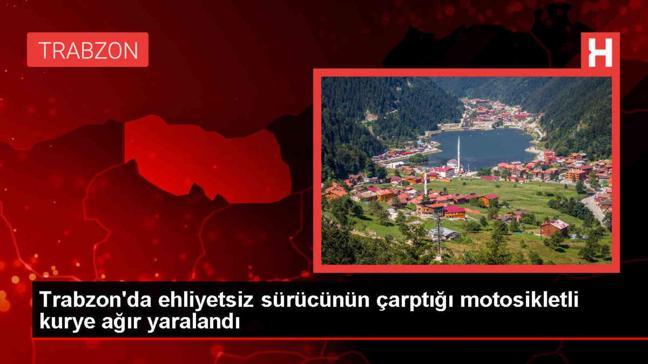 Yomra'da ehliyetsiz minibüs şoförünün çarptığı motosikletli kurye ağır yaralandı