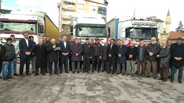 Karaman'dan Filistin'e Yardım Konvoyu Dualarla Uğurlandı
