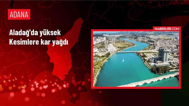 Aladağ'da yüksek kesimlere kar yağdı