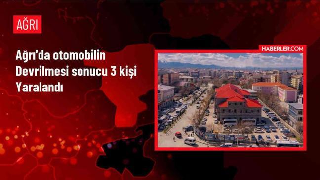Ağrı'da otomobil devrildi, 3 kişi yaralandı