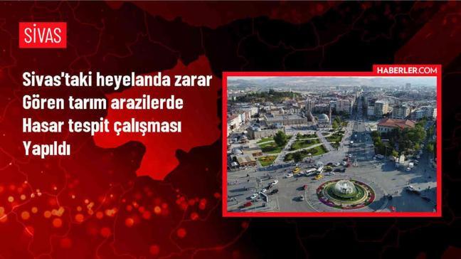 Sivas'ın Akıncılar ilçesinde heyelan nedeniyle tarım arazisinde hasar tespit çalışması yapıldı