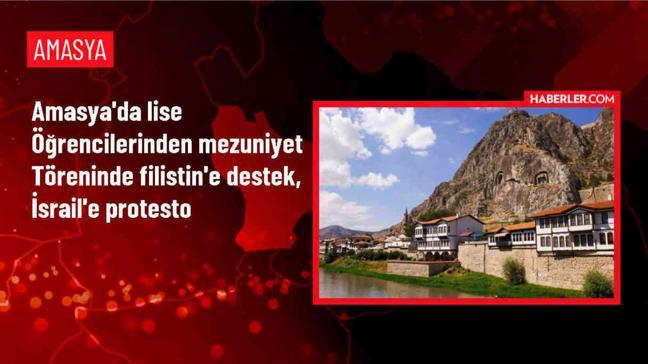 Amasya Bülbül Hatun Kız Anadolu İmam Hatip Lisesi Mezuniyet Töreninde Filistin'e Destek Verildi