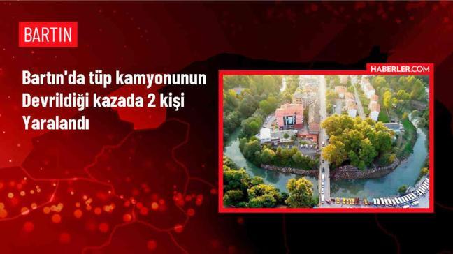 Bartın'da tüp kamyonunun devrildiği kazada 2 kişi yaralandı