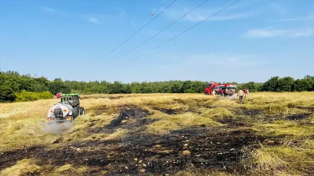 Çanakkale'de çıkan anız yangını ormanlık alana sıçramadan söndürüldü