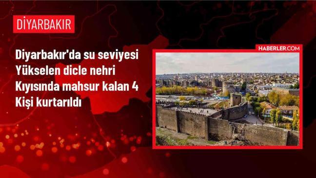 Dicle Nehri'nde mahsur kalan 4 kişi AFAD tarafından kurtarıldı