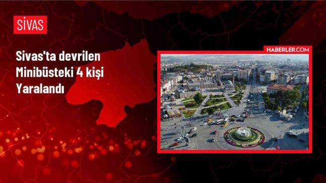 Sivas'ın Gemerek ilçesinde minibüs devrildi, 4 kişi yaralandı