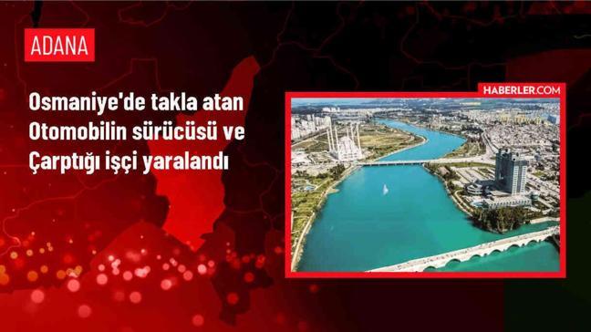 Kadirli'de takla atan otomobilin çarptığı işçiyle birlikte 2 kişi yaralandı