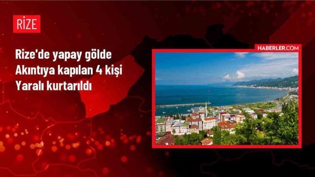 Rize'de yapay gölde akıntıya kapılan 4 kişi yaralı olarak kurtarıldı