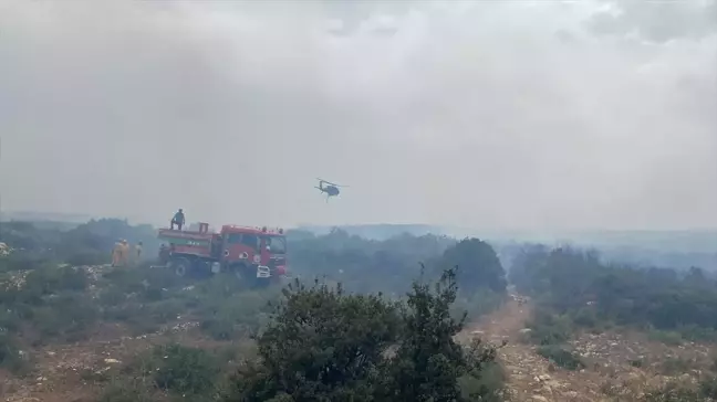 Didim'de Makilik Alanda Çıkan Yangına Havadan ve Karadan Müdahale