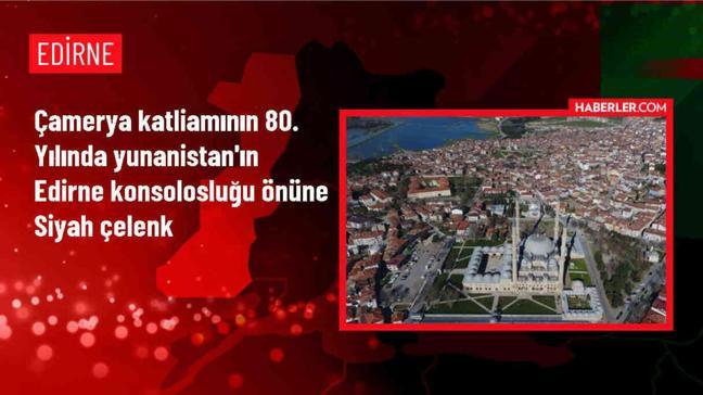 Yunanistan'ın Edirne Konsolosluğu Önünde Çamerya Katliamı Anması