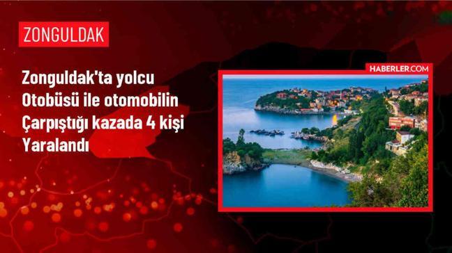 Zonguldak'ta otobüs-otomobil çarpışması: 4 yaralı