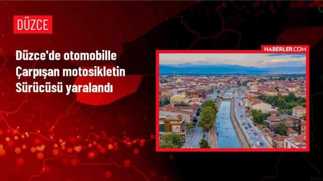 Düzce'de otomobil-motosiklet çarpışması: Motosiklet sürücüsü yaralandı