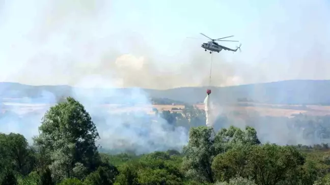 Yeniçağa Gölü çevresindeki sazlık alanda yangın çıktı