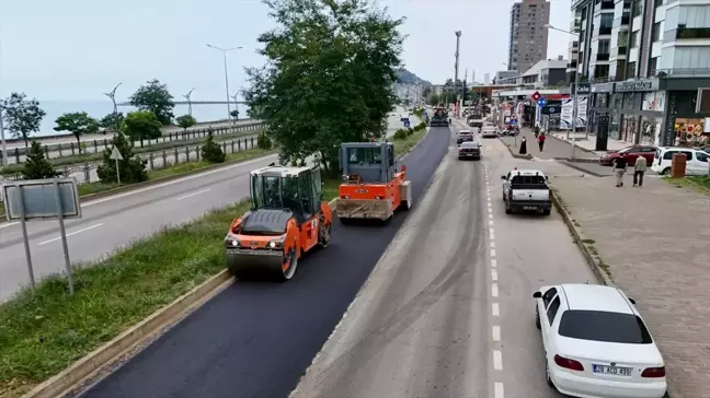 Giresun Belediyesi Sahil Yolunda Geniş Kapsamlı Asfaltlama Çalışması