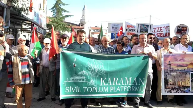 Karaman'da İsrail'in Gazze'ye yönelik saldırılarını protesto etmek amacıyla yürüyüş düzenlendi